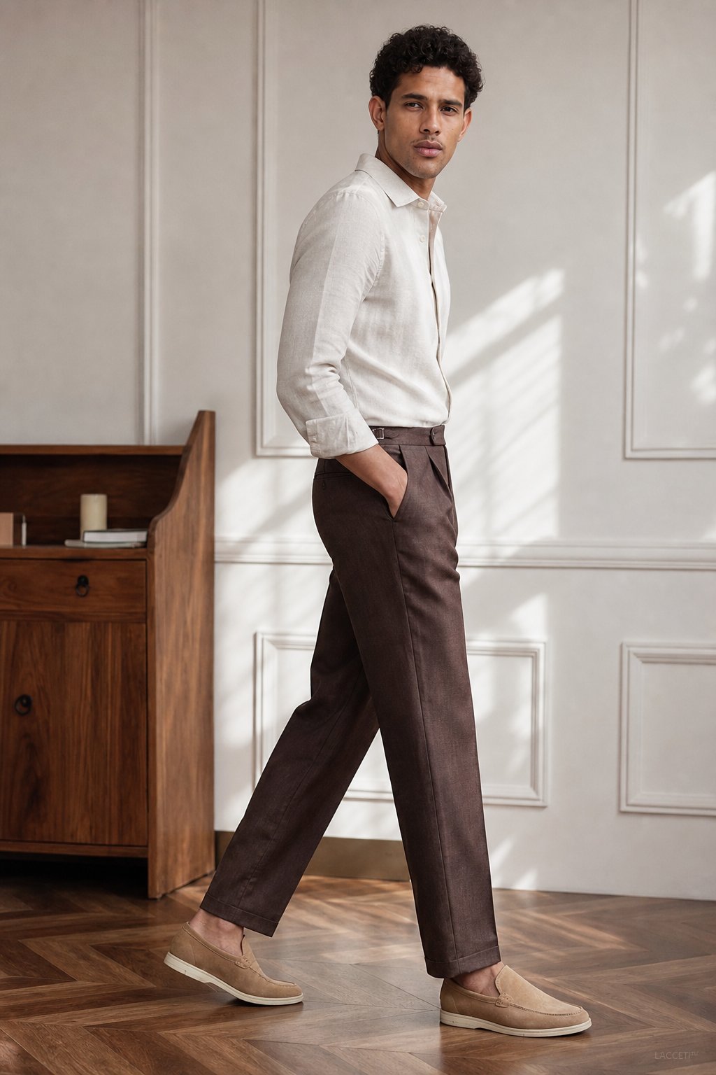 Napoli Linen Trousers — Coffee, studio product shot