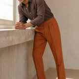 Napoli Linen Trousers — Orange, studio product shot