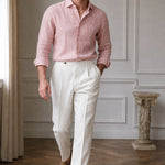 Napoli Linen Trousers — White, studio product shot