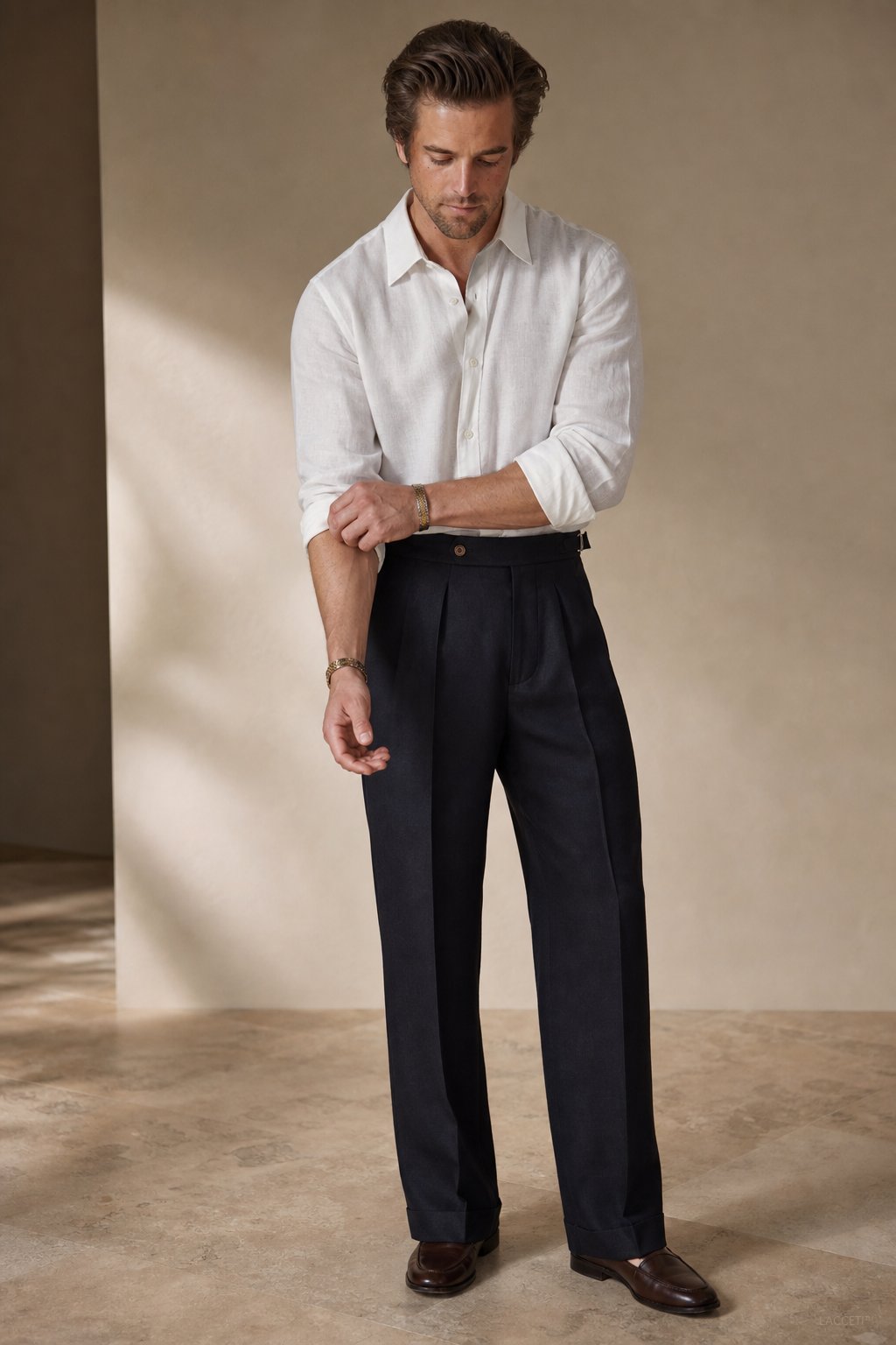 Napoli Linen Trousers — Black, studio product shot