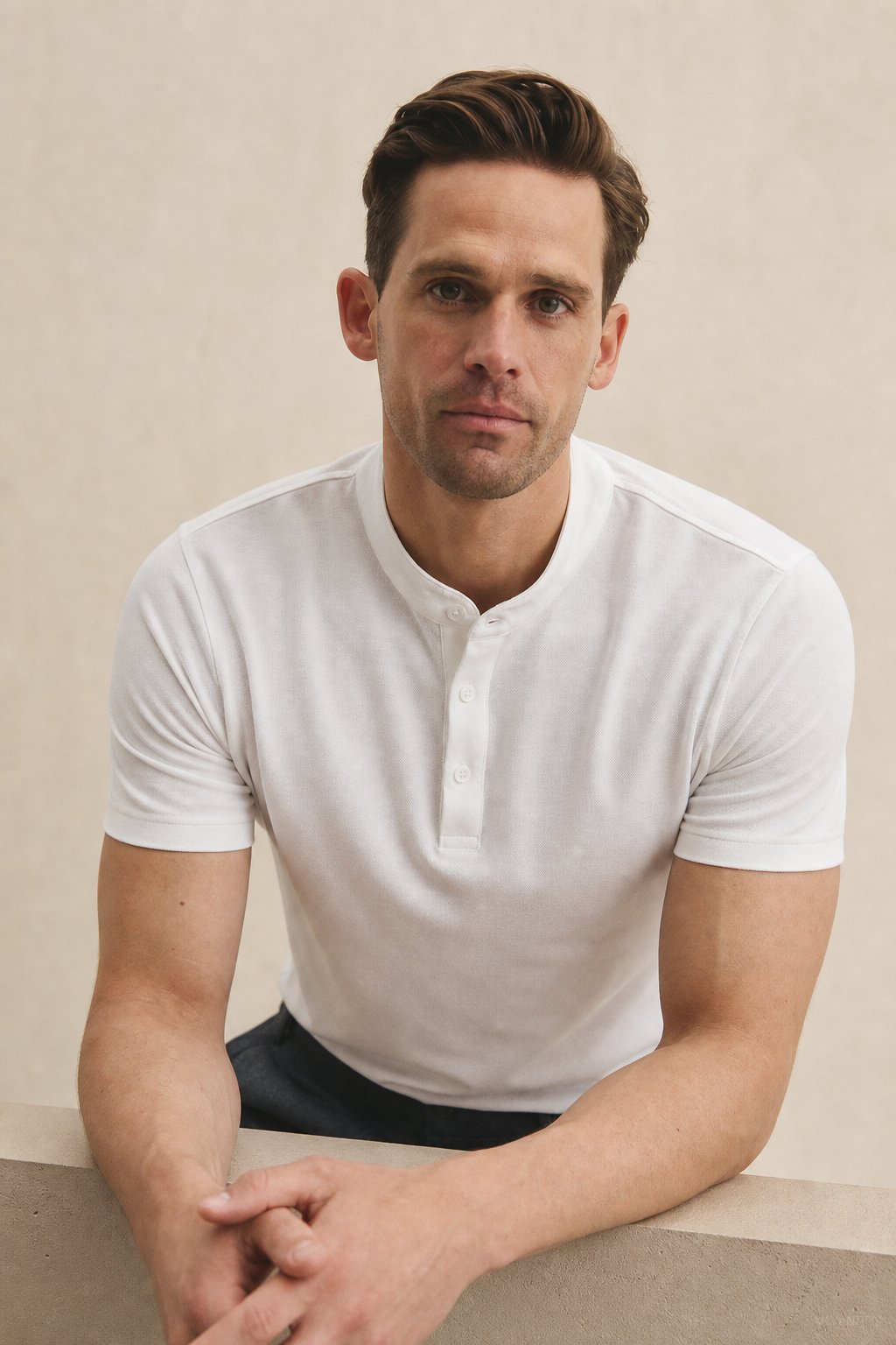Austin Collared Slim-Fit Tee — White, banana_republic product shot
