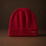 Bergen Double-Layer Cashmere Beanie — Red, br_espresso product shot