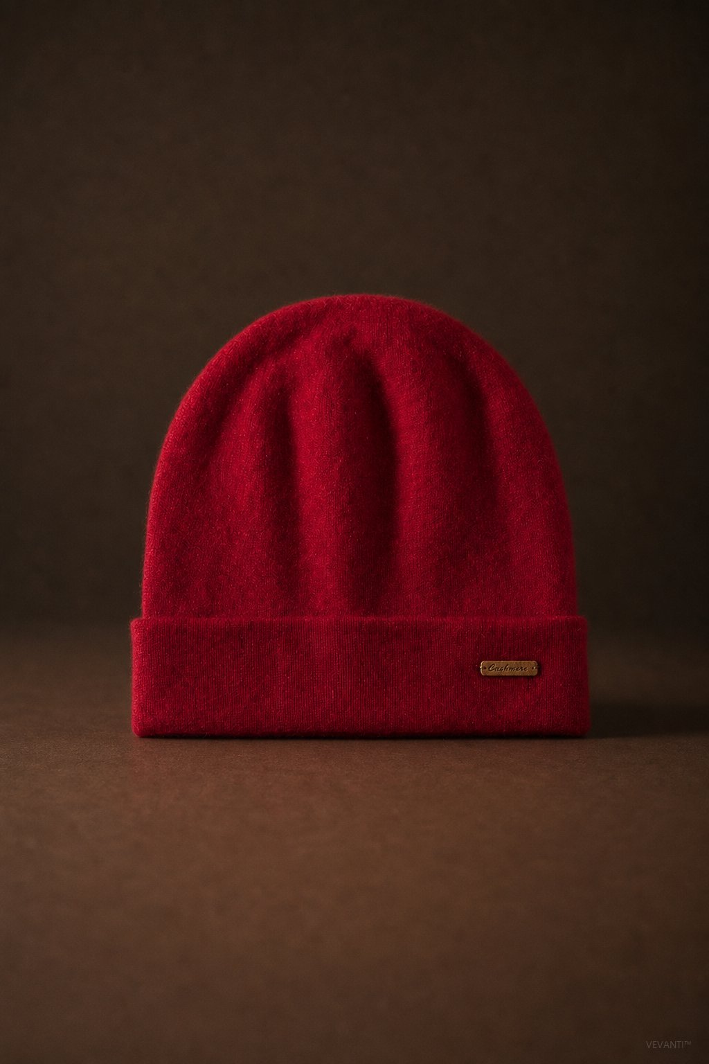 Bergen Double-Layer Cashmere Beanie — Red, br_espresso product shot