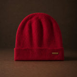 Bergen Double-Layer Cashmere Beanie — Red, br_espresso product shot