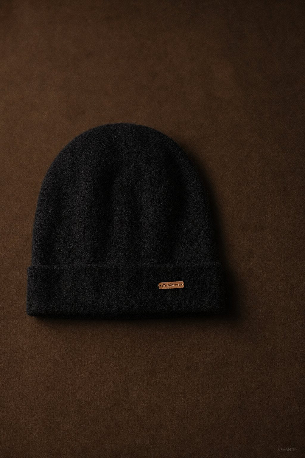 Bergen Double-Layer Cashmere Beanie — Black, br_espresso product shot
