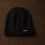 Bergen Double-Layer Cashmere Beanie — Black, br_espresso product shot