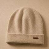 Bergen Double-Layer Cashmere Beanie — Khaki, br_espresso product shot