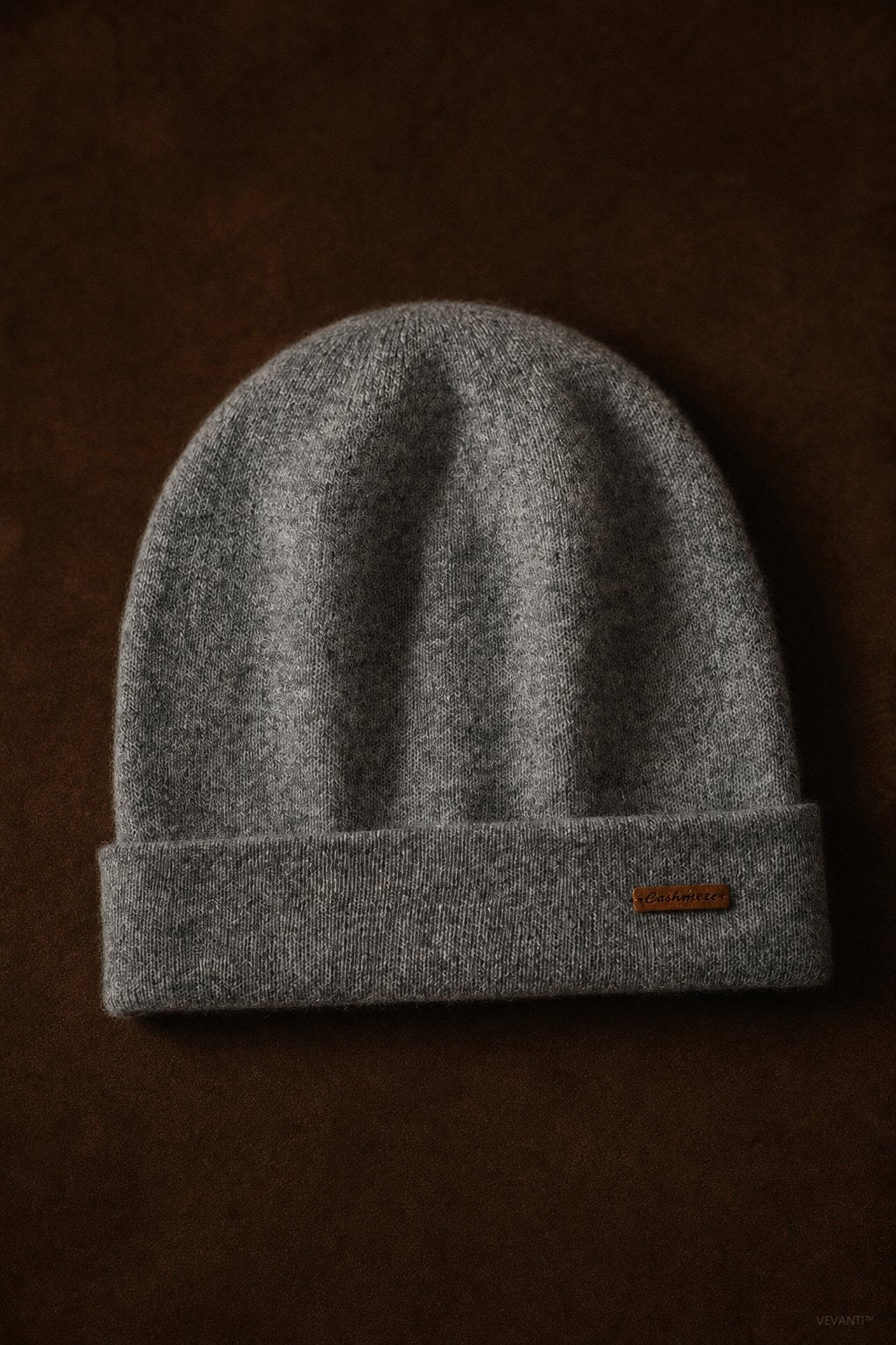 Bergen Double-Layer Cashmere Beanie — Gray, br_espresso product shot