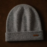 Bergen Double-Layer Cashmere Beanie — Gray, br_espresso product shot
