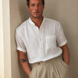 Capri Breeze Linen Shirt — White, studio product shot