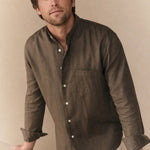 Capri Breeze Linen Shirt — Green Long Sleeves, studio product shot