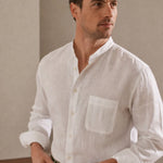 Capri Breeze Linen Shirt — White Long Sleeves, studio product shot