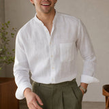 Capri Breeze Linen Shirt — White Long Sleeves, studio product shot