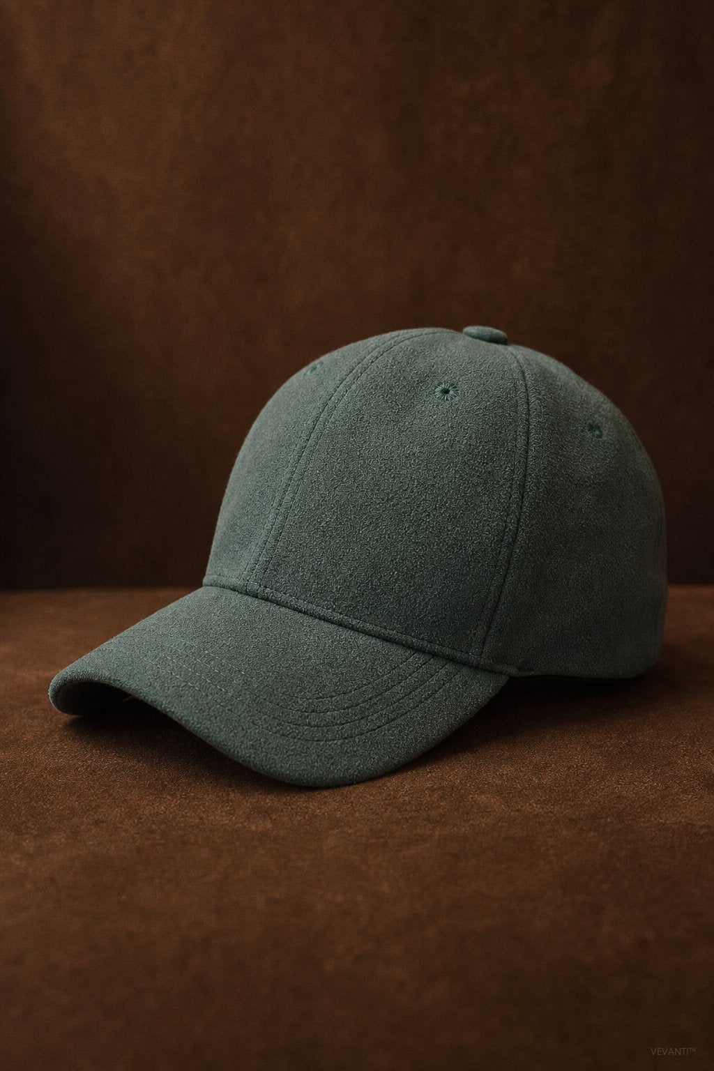 Hanley Suede Cap — Pine, studio product shot