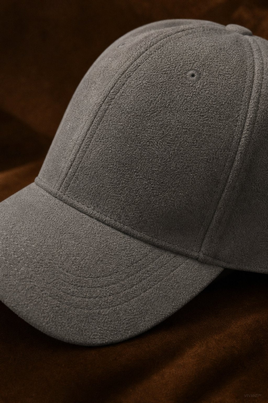 Hanley Suede Cap — Grey, studio product shot