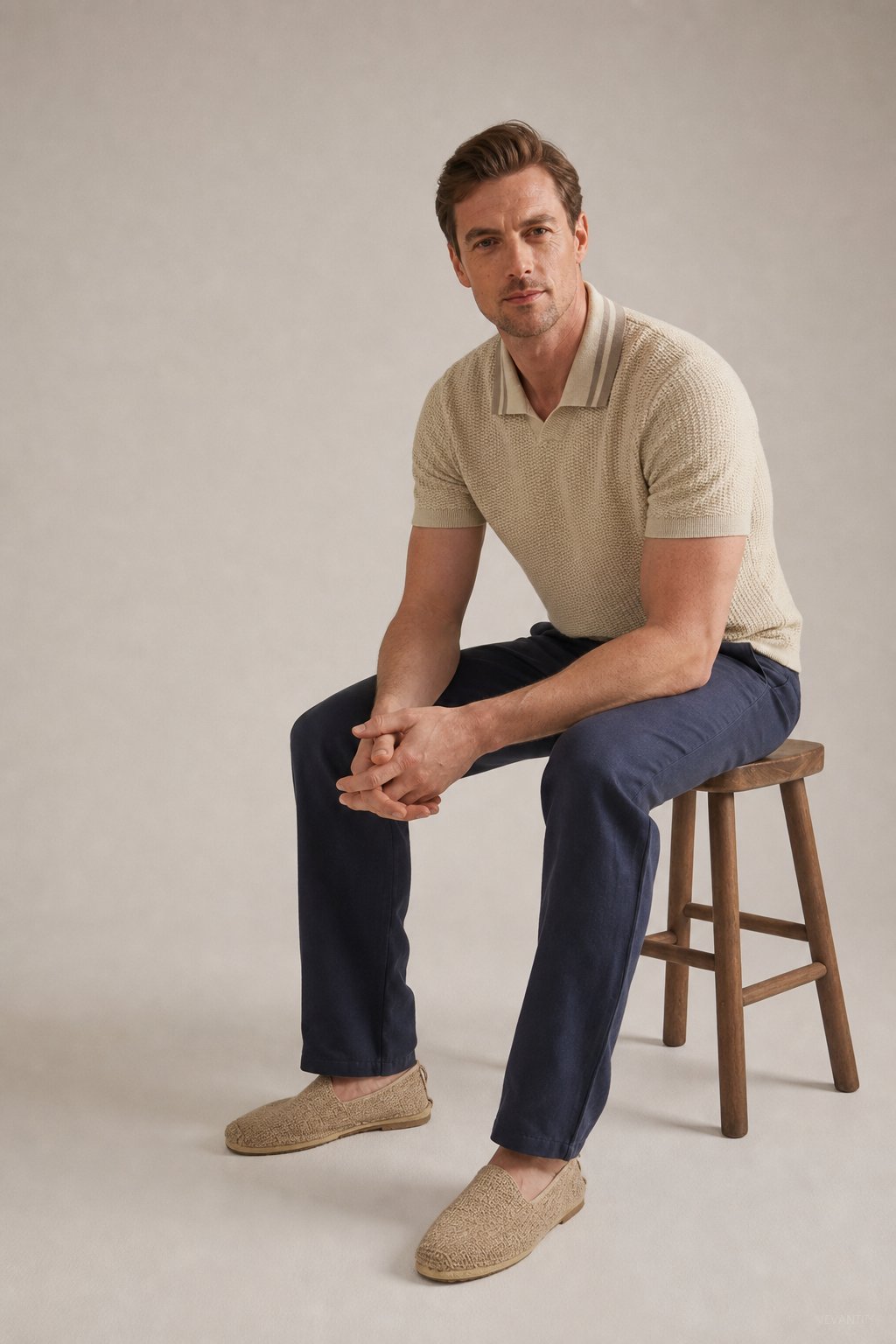 Linen Old Money Trousers — Navy, banana_republic product shot