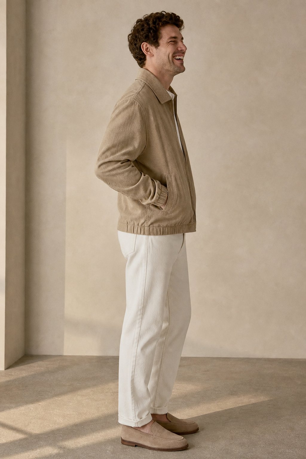London Zip-Up Jacket — Khaki, studio product shot
