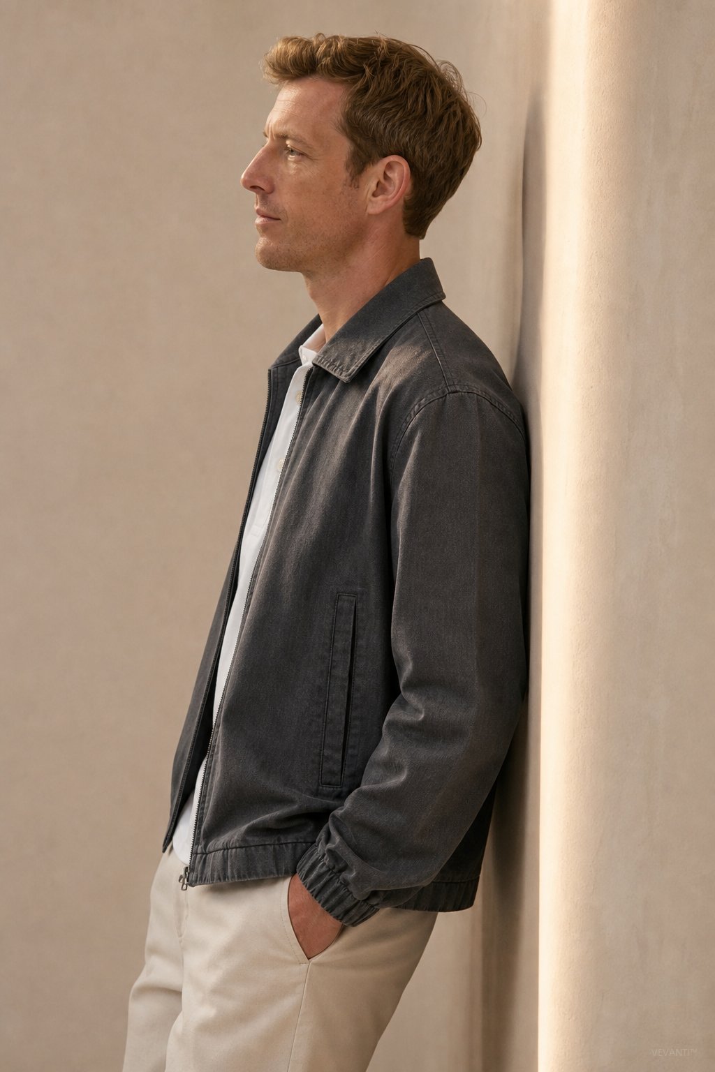 London Zip-Up Jacket — Gray, studio product shot