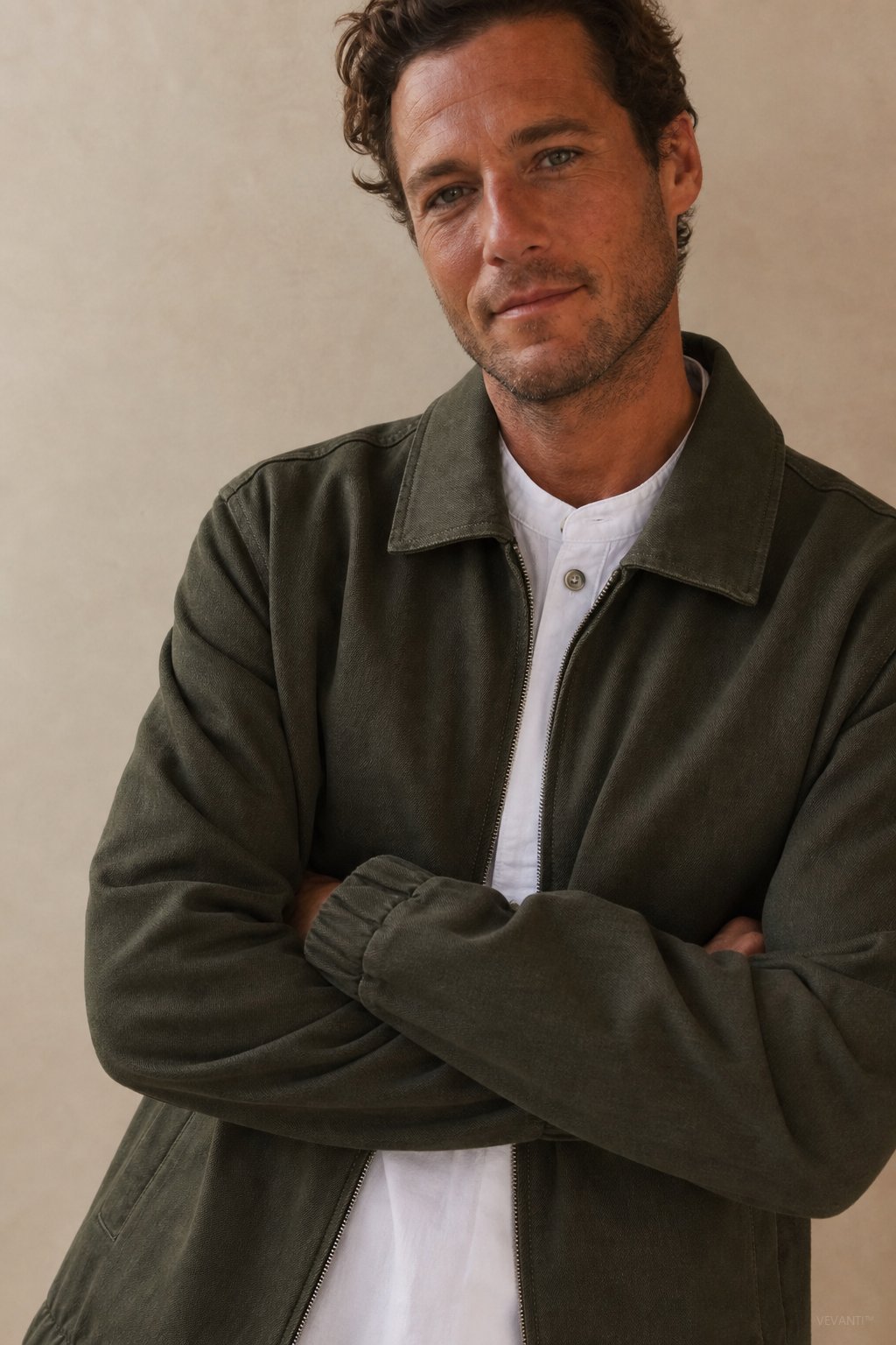 London Zip-Up Jacket — Forest, studio product shot