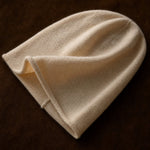 Oslo Cashmere Knit Beanie — Beige, studio product shot