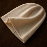 Oslo Cashmere Knit Beanie — Beige, studio product shot