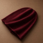 Oslo Cashmere Knit Beanie — Deep Red, studio product shot