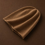 Oslo Cashmere Knit Beanie — Golden Camel, studio product shot