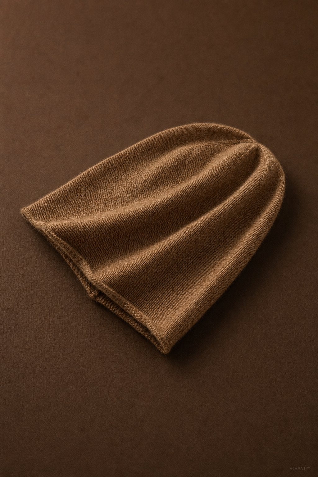 Oslo Cashmere Knit Beanie — Golden Camel, studio product shot