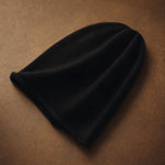 Oslo Cashmere Knit Beanie — Black, studio product shot