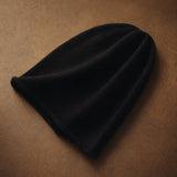 Oslo Cashmere Knit Beanie — Black, studio product shot