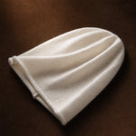 Oslo Cashmere Knit Beanie — White, studio product shot