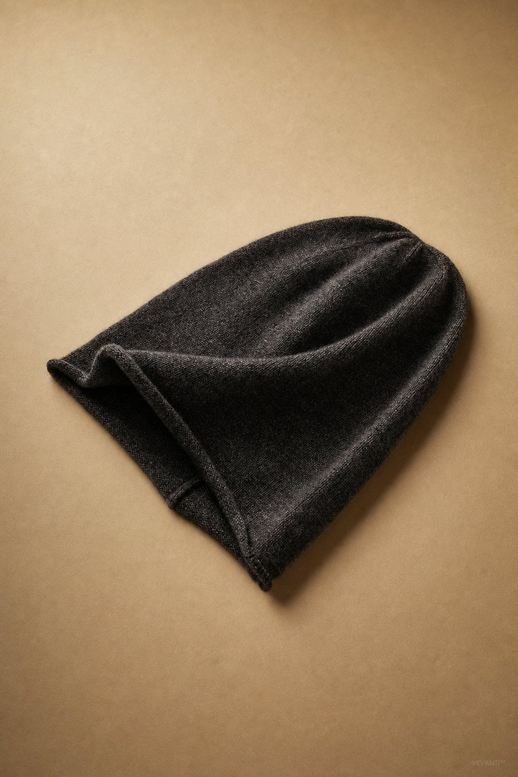 Oslo Cashmere Knit Beanie — Dark Grey, studio product shot