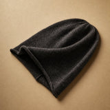 Oslo Cashmere Knit Beanie — Dark Grey, studio product shot