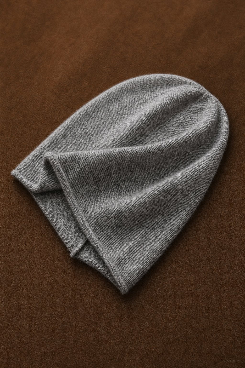 Oslo Cashmere Knit Beanie — Light Grey, studio product shot