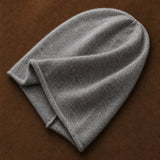 Oslo Cashmere Knit Beanie — Light Grey, studio product shot