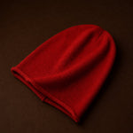 Oslo Cashmere Knit Beanie — Red, studio product shot