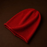 Oslo Cashmere Knit Beanie — Red, studio product shot