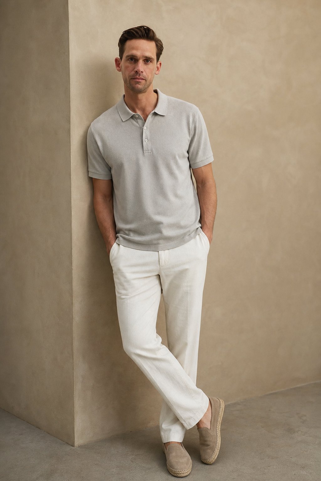 Rosberg Polo — Light gray, banana_republic product shot