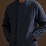 Sakura Padded Overcoat — Navy, br_espresso product shot