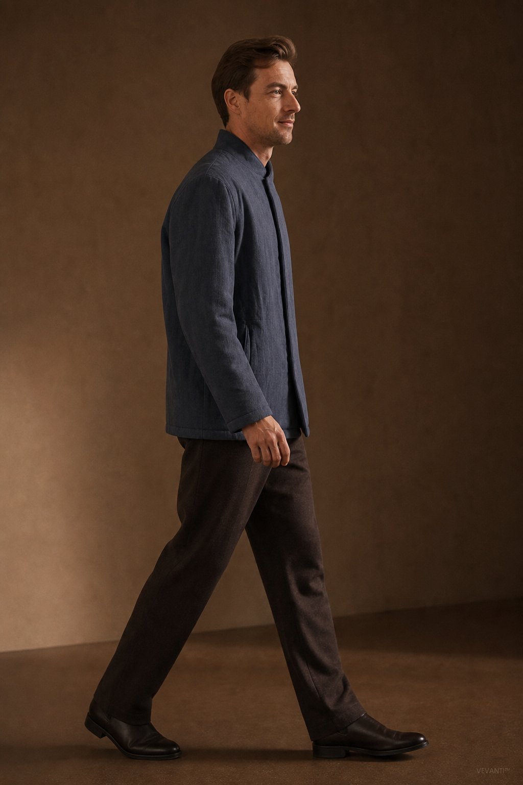 Sakura Padded Overcoat — Navy, br_espresso product shot