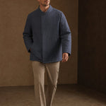 Sakura Padded Overcoat — Navy, br_espresso product shot