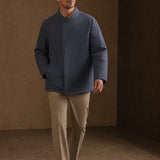 Sakura Padded Overcoat — Navy, br_espresso product shot