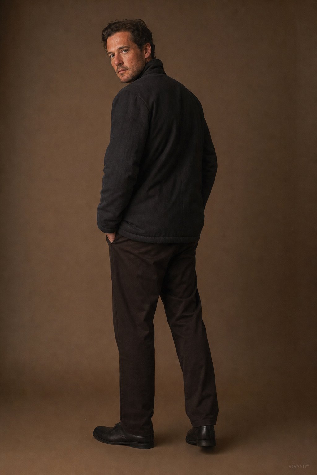 Sakura Padded Overcoat — Black, br_espresso product shot