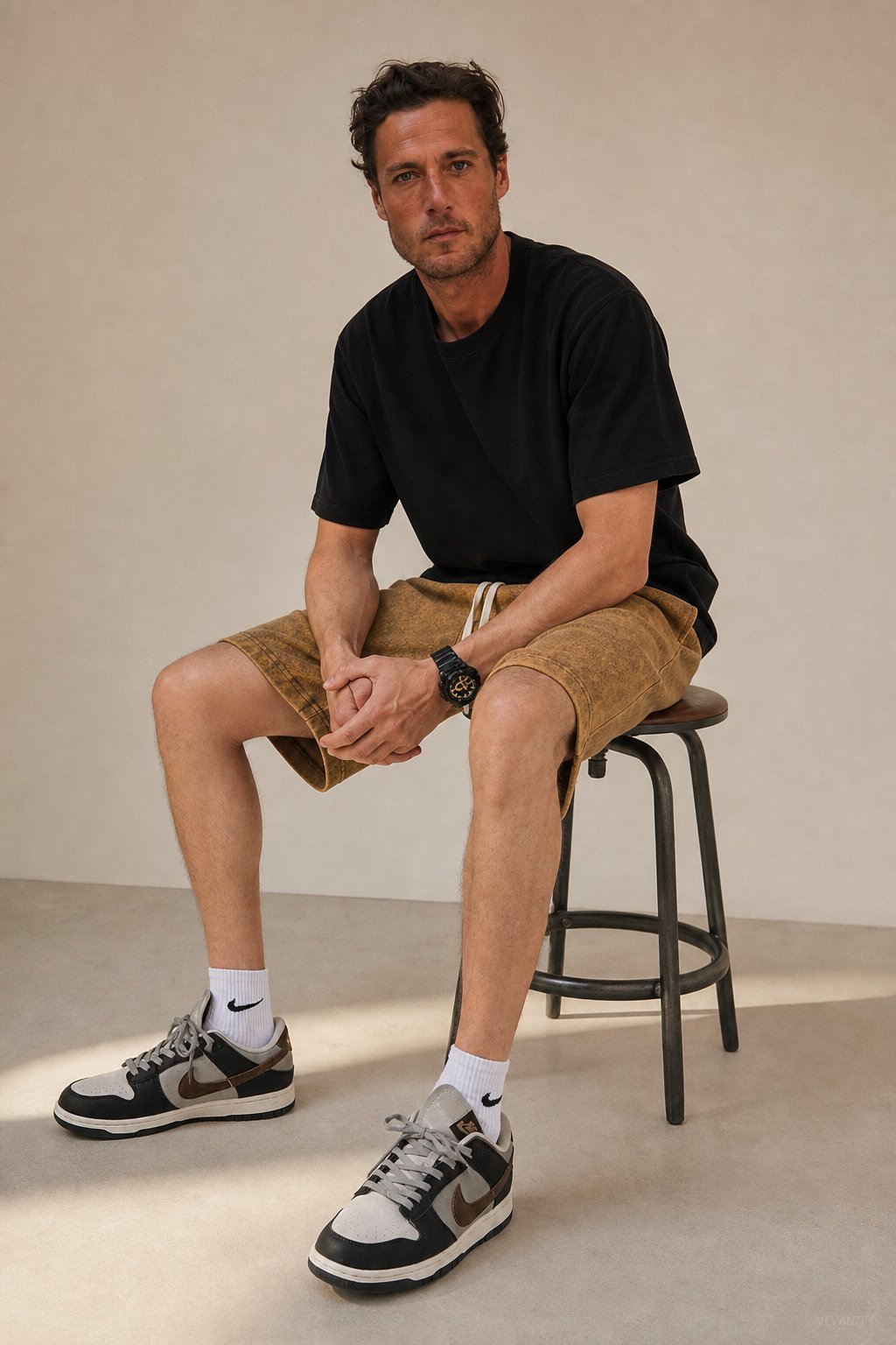 Sakura Summer Shorts — Sand, studio product shot