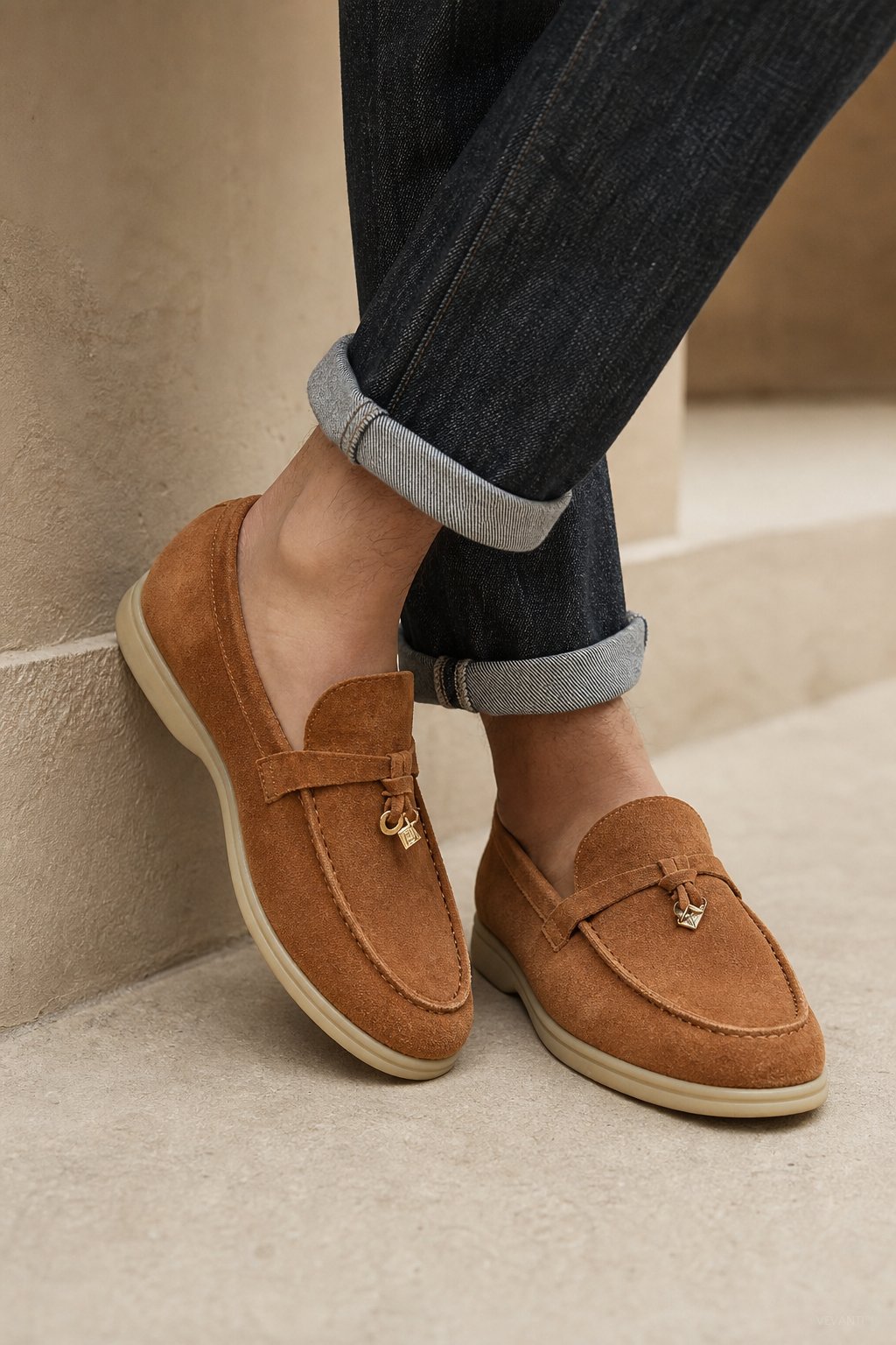 Shaffer Cow Suede Loafers — Brown, banana_republic product shot