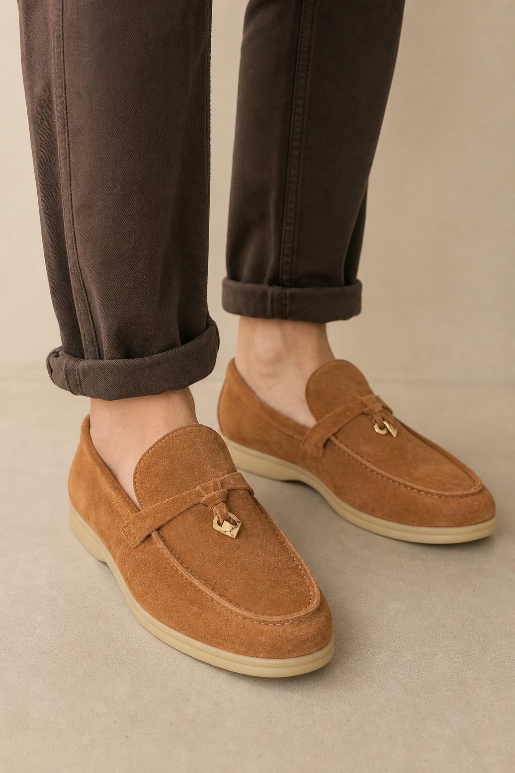 Shaffer Cow Suede Loafers — Brown, banana_republic product shot