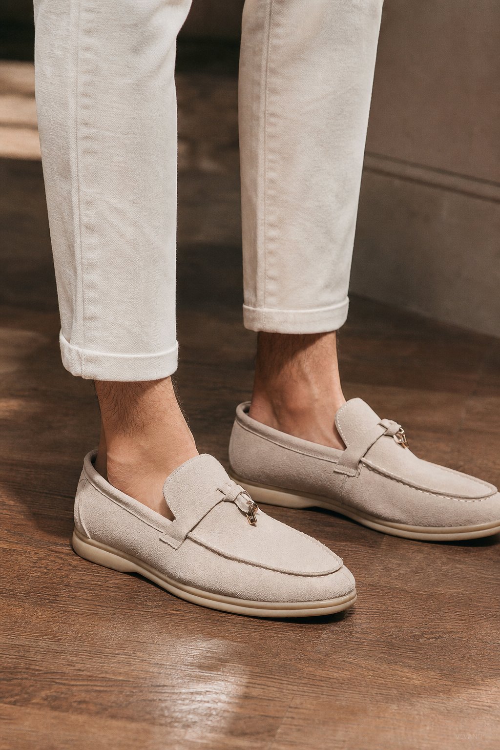 Shaffer Cow Suede Loafers — Crème, banana_republic product shot