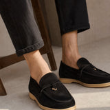 Shaffer Cow Suede Loafers — Black, banana_republic product shot