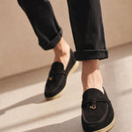 Shaffer Cow Suede Loafers — Black, banana_republic product shot