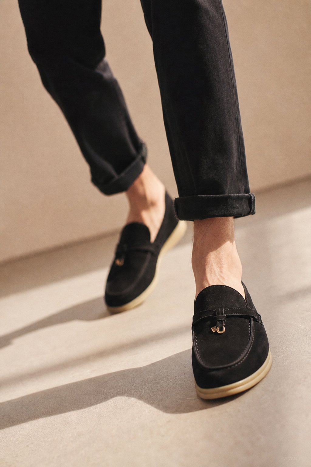 Shaffer Cow Suede Loafers — Black, banana_republic product shot